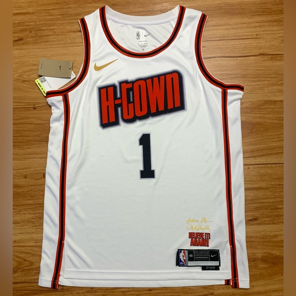 White Amen Thompson H-Town Basketball Jersey